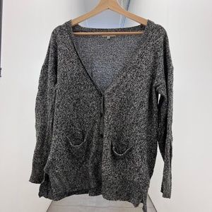 gray buttoned sweater with pockets